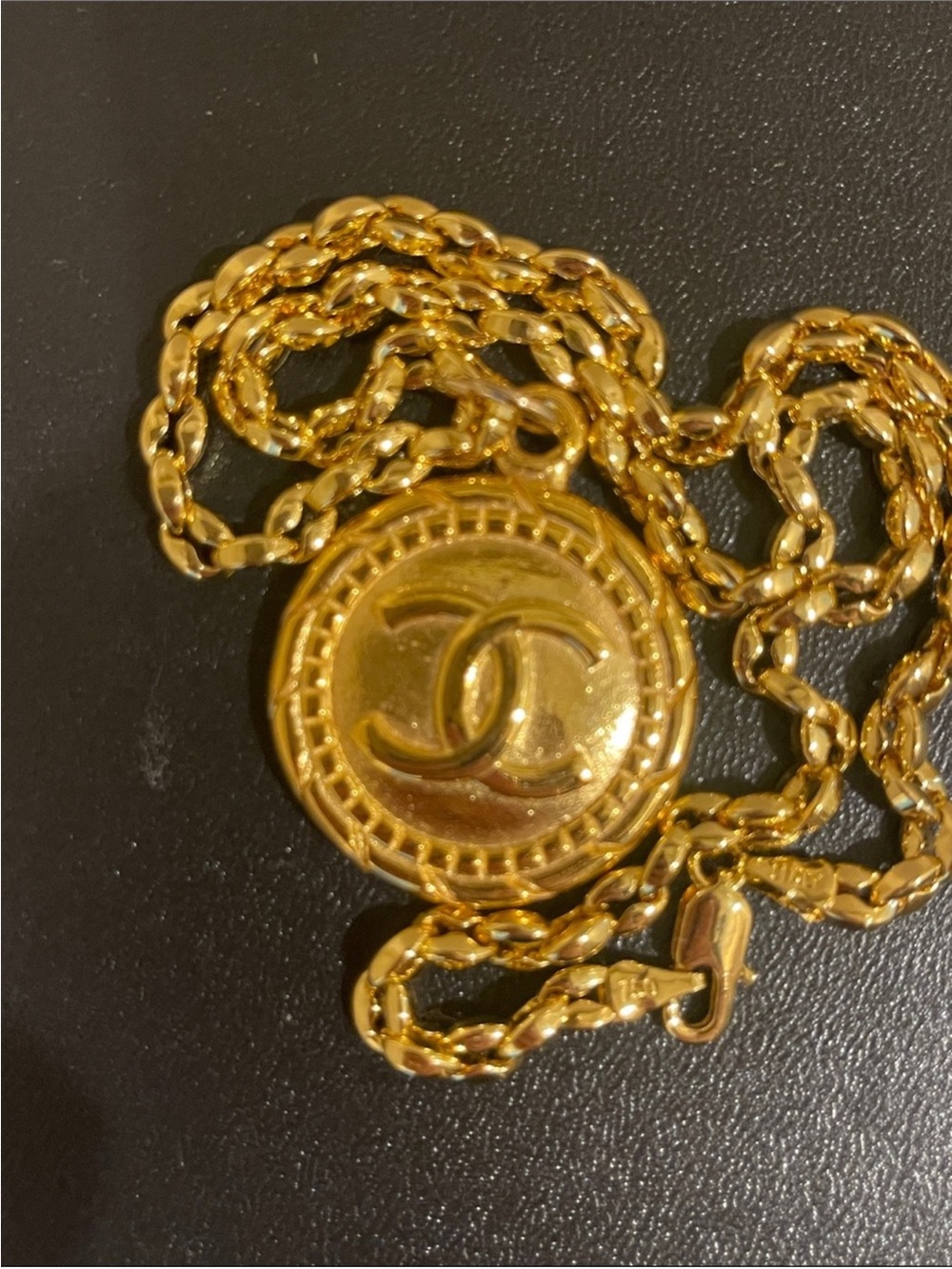 CHANEL Gold-Tone Interlocking CC Coin Pendant Necklace - Picture 12 of 13